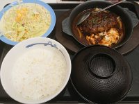 "超粗挽き"ビーフハンバーグステーキ定食（ライスミニ）＠松屋