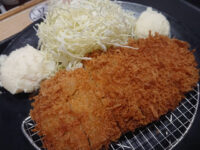 得朝ロースかつ定食豚汁セット ・ポテトサラダ@松乃家・松のや 得朝ロースかつ 千切りキャベツ ポテトサラダ