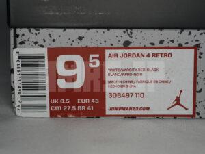 AIR JORDAN 4 RETRO FireRed Boxtag（箱タグ）