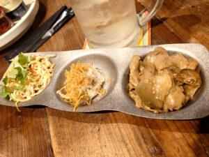 ニュー新橋ビル 焼き小籠包マニア 干し豆腐と干し海老・ポテトサラダ・ザーサイ